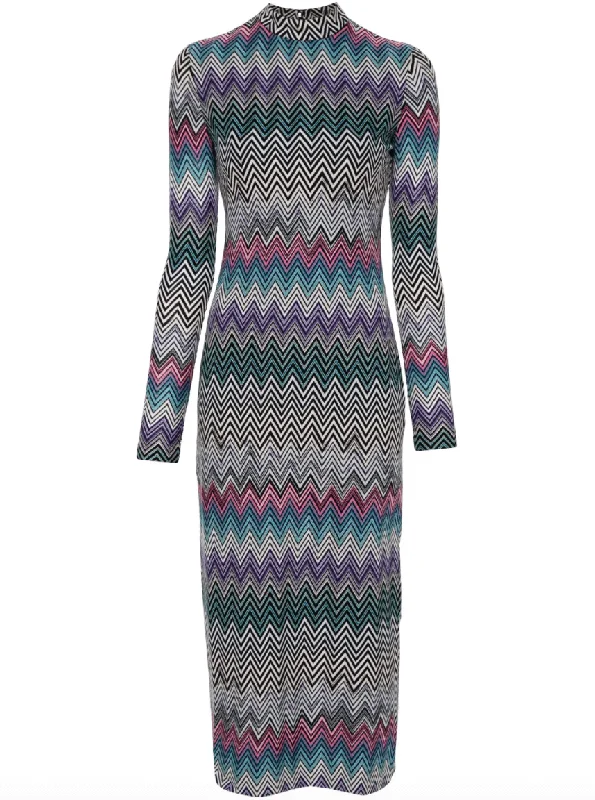 Midi Dresses for wedding anniversaries-zigzag-woven midi dress