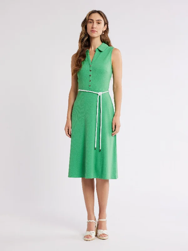 Midi Dresses for anniversary dinner parties-Sandy Rib Dress