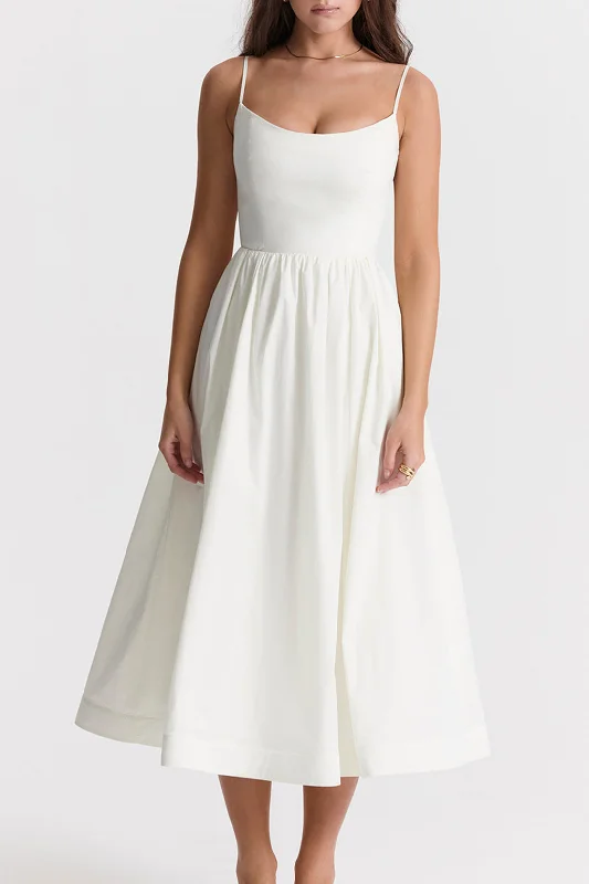 Midi Dresses for fall wedding receptions-Basic Solid Slip Midi Dress