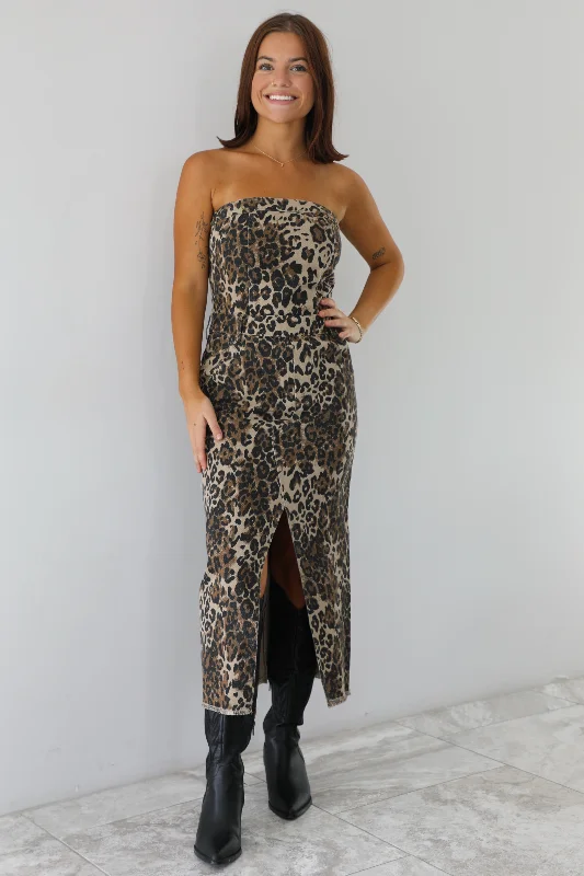 Midi Dresses for family fall gatherings-Just A Little Midi Dress: Leopard