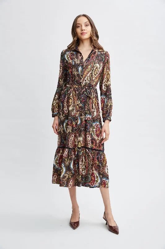 Midi Dresses for casual outings-T-Tahari Paisley Midi Dress