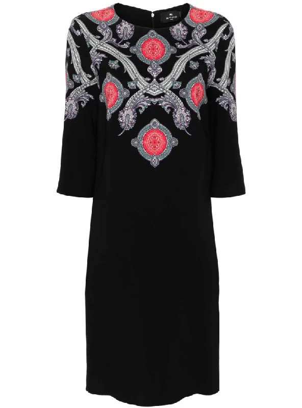 Midi Dresses for night parties-paisley-print cady midi dress