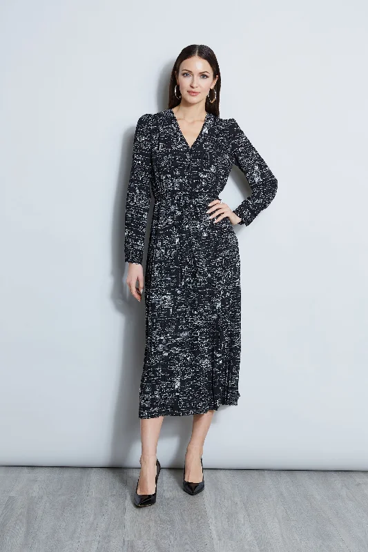 Midi Dresses for holiday shopping-T-Tahari Script Print Midi Dress