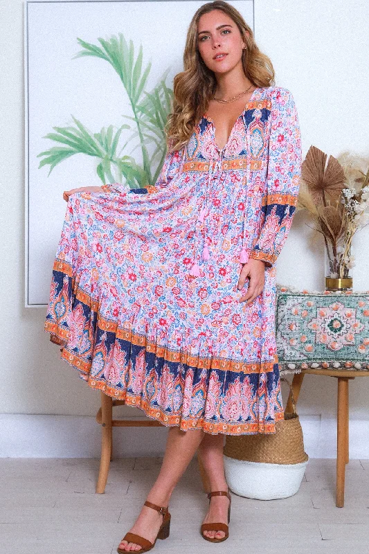 Midi Dresses for cozy spring nights-Joslyn Boho Midi Dress