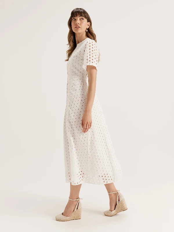 Midi Dresses for chic spring family gatherings-Solar Broderie Dress