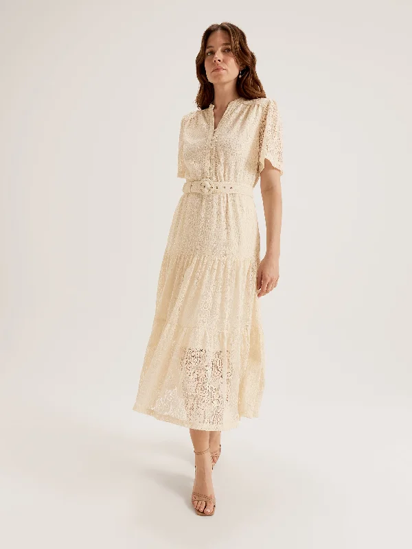 Midi Dresses for outdoor family events-Paisley Lace Midi Dress