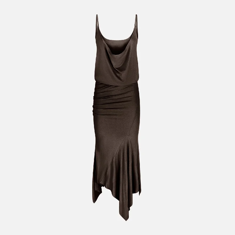 Midi Dresses for beach bonfires-The Attico Midi Dress - Dark Brown