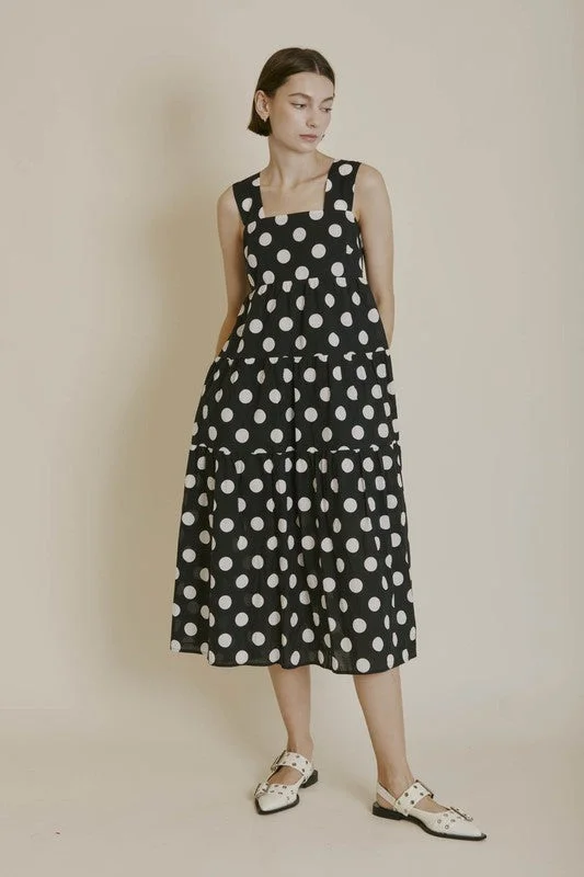 Midi Dresses for trendy birthday parties-Polka Dot Midi Dress