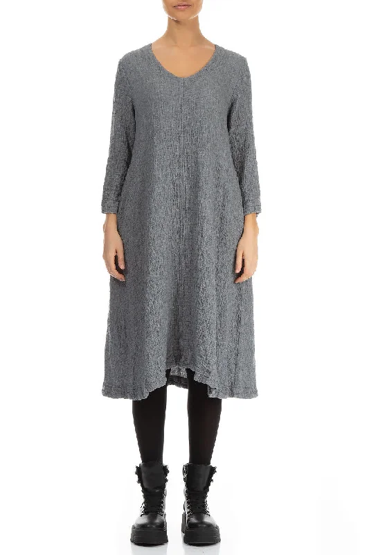 Midi Dresses for evening parties-Midi Pepper Grey Wool Dress