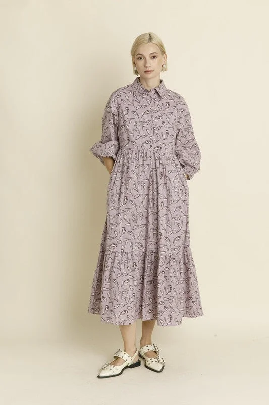 Midi Dresses for formal garden events-Pintuck Midi Shirt Dress