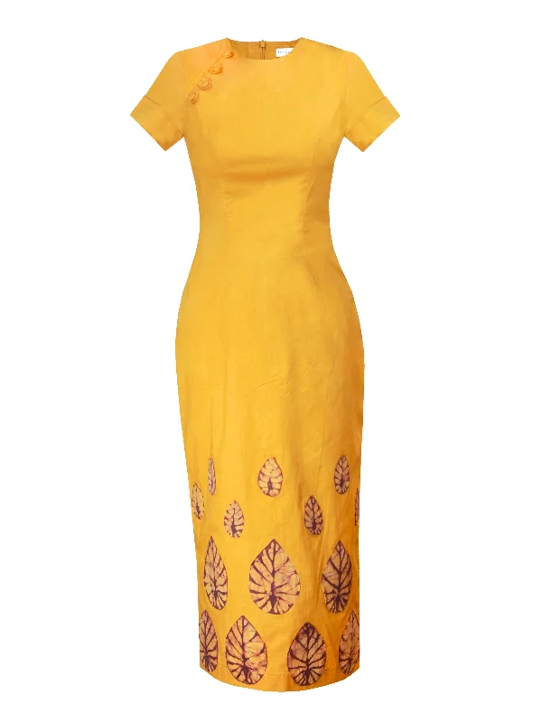 Midi Dresses for trendy evening gatherings-Roxanna Dress - Yellow