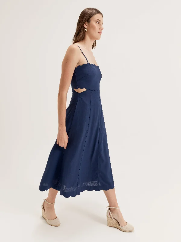 Midi Dresses for wedding celebration gatherings-Gigi Scalloped Dress