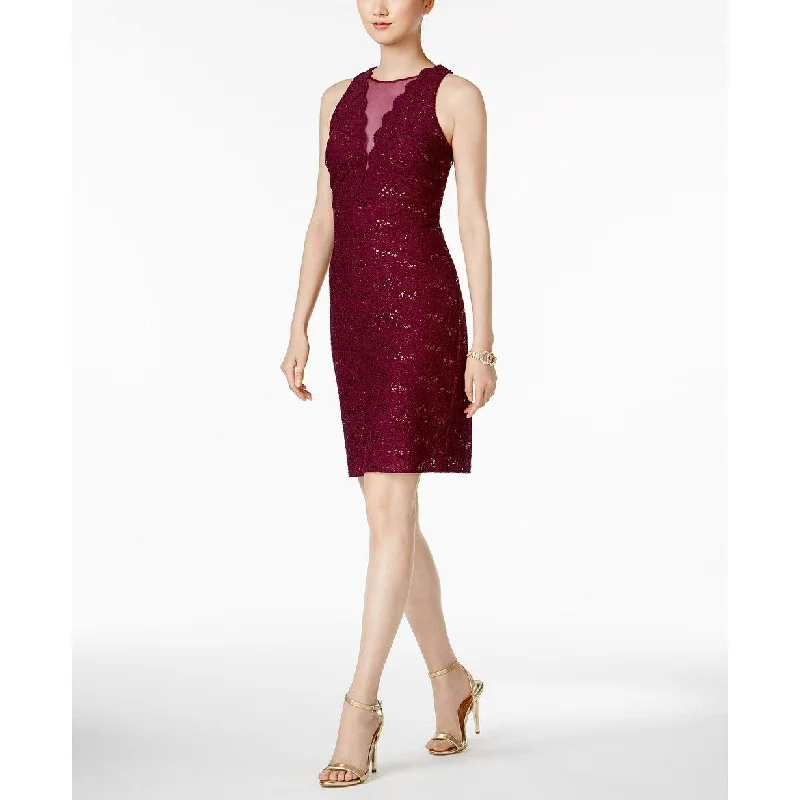 Nightway Women's Sequined Lace Cocktail Dress Red Size 12