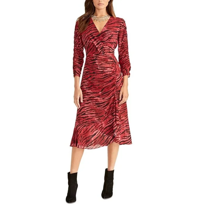 Full-Skirt Pink Long Party Dress-Rachel Roy Women's Anja Animal Print Ruched Cocktail Dress Pink Size 4