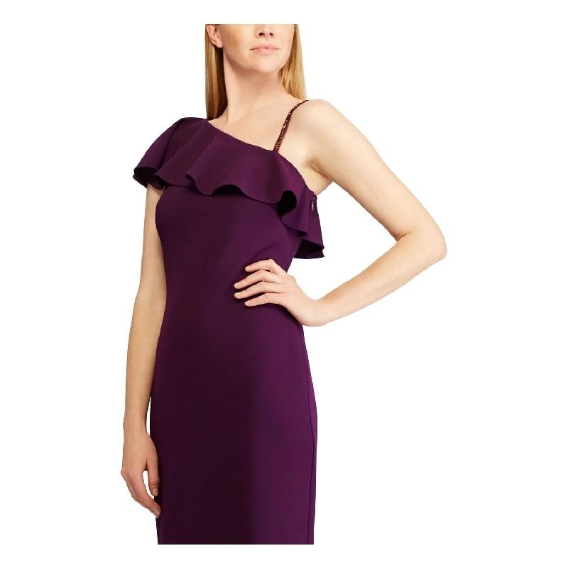 Gorgeous Red Velvet Long Party Dress-Ralph Lauren Women's Flutter Sleeve Sheath Cocktail Dress Purple Size 2