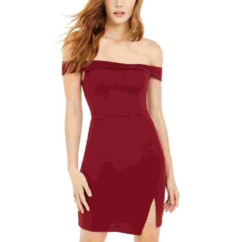 Stunning Backless White Long Party Dress-Sequin Hearts Women's Burgundy Short Sleeve Off Shoulder Above The Knee Body Con Cocktail Dress Red Size 3