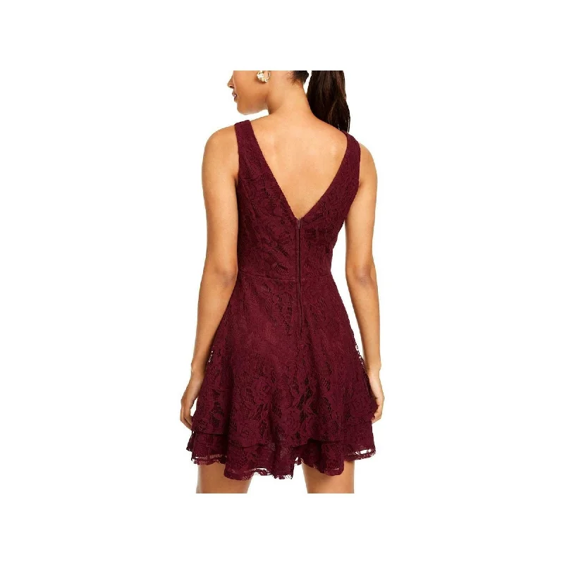 Gorgeous Green Long Party Dress-Speechless Women's Sleeveless Jewel Neck Short Fit Flare Cocktail Dress Juniors Burgundy Size 0