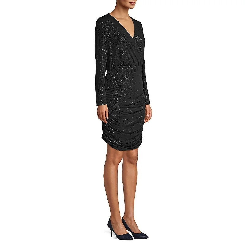 Formal Gold Long Party Dress-Vince Camuto Women's Knit Glitter Cocktail Dress Black Size X-Large