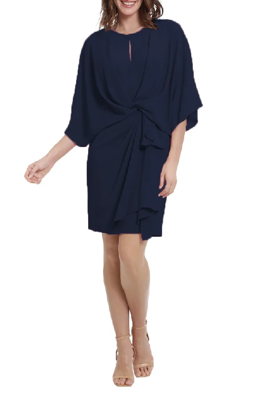 Elegant Black Velvet Long Party Dress-10 - london times navy twist front draped cocktail dress