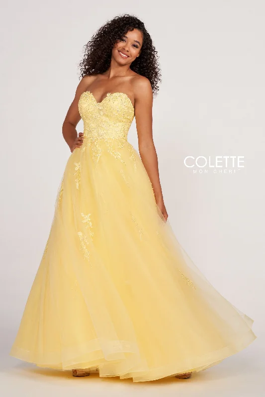 Evening Dress with Satin Bodice and Beads-Colette: CL2081