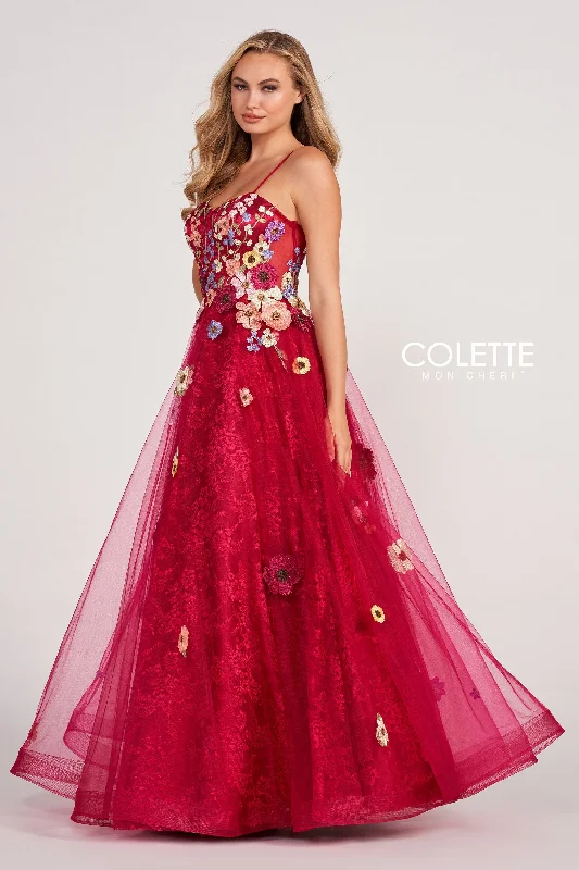 Evening Dress with Satin Bodice and Crystal Details-Colette: CL2086