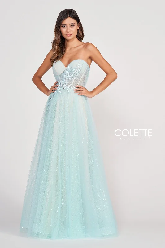 Evening Dress with Satin Bodice and Sparkling Beads-Colette: CL2001