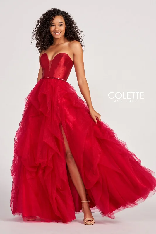 Evening Dress with Satin and Velvet Bodice-Colette: CL2023