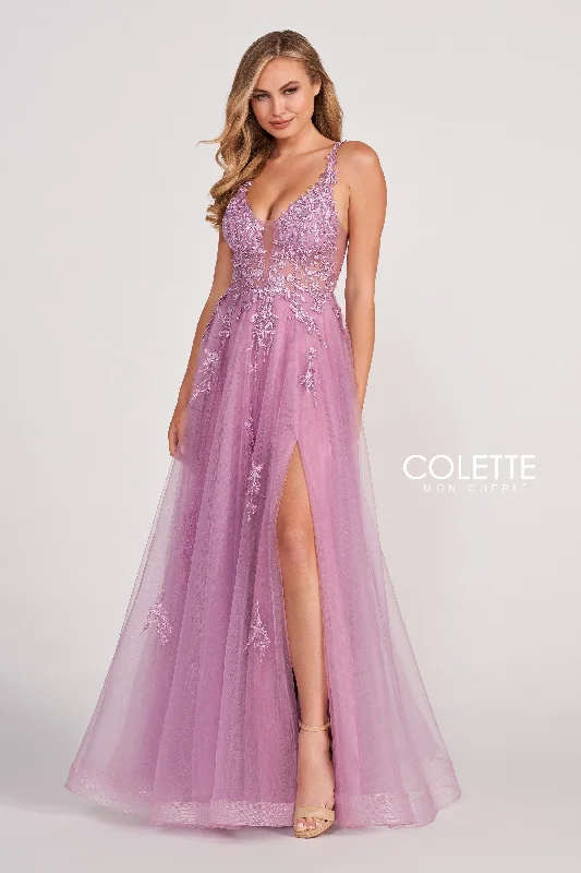 Evening Dress with Satin Bodice and Sequin-Colette: CL2074