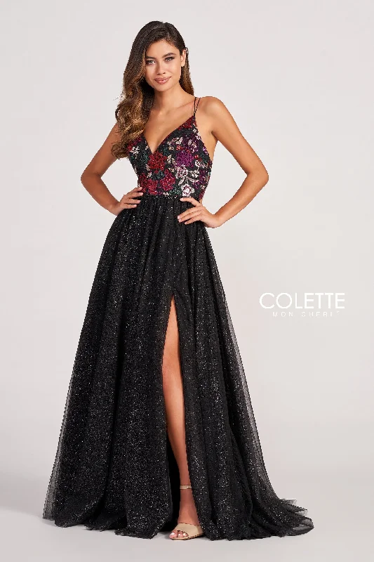 Evening Dress with Satin and Crystal-Colette: CL2039