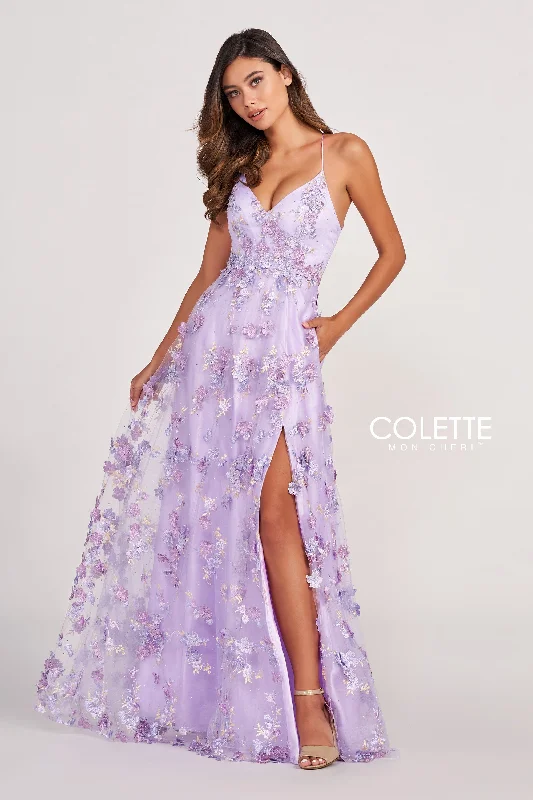 Evening Dress with Long Chiffon Sleeves-Colette: CL2056