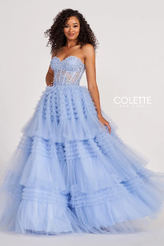 Evening Dress with Crystal Applique Bodice-Colette: CL2017