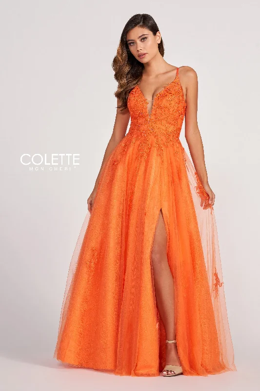 Evening Dress with Feather Skirt and Satin Bodice-Colette: CL2025