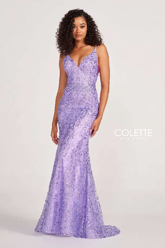 Evening Dress with Beads and Satin Skirt-Colette: CL2019