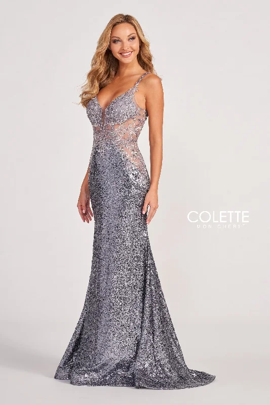 Evening Dress with Velvet Bodice-Colette: CL2061