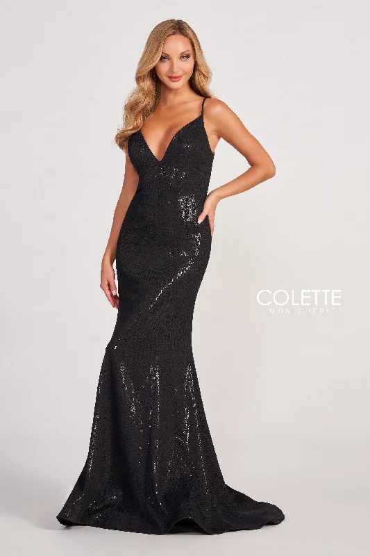 Evening Dress with Crystal Bodice and Lace-Colette: CL2077