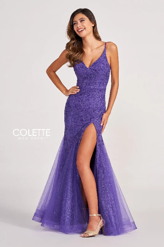 Evening Dress with Off-Shoulder Lace Bodice-Colette: CL2024