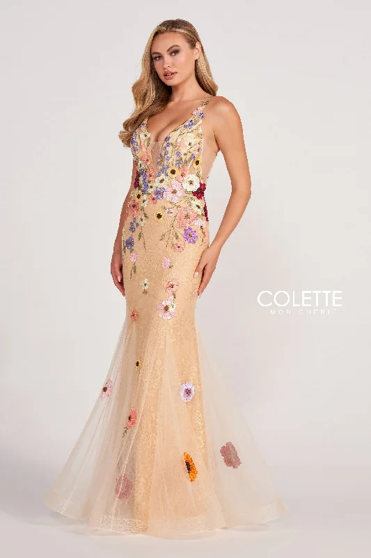 Evening Dress with Satin Bodice and Silk Skirt-Colette: CL2085