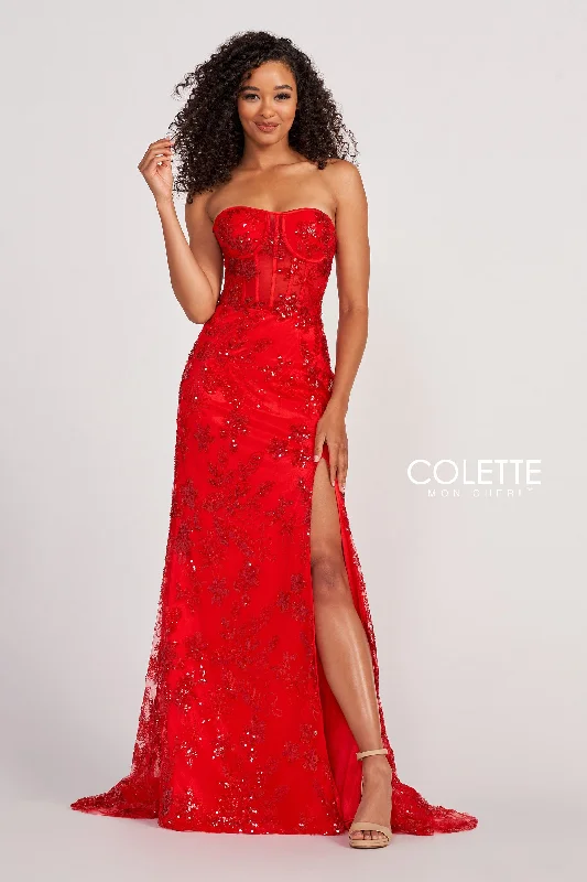 Evening Dress with Rhinestone Detail-Colette: CL2068