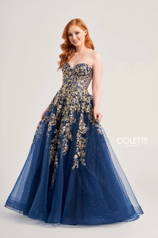 Evening Dress with Beads and Satin Bodice-Colette: CL5136