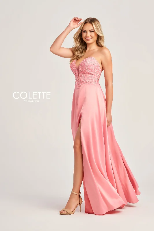 Evening Dress with Satin Skirt and Feather-Colette: CL5142