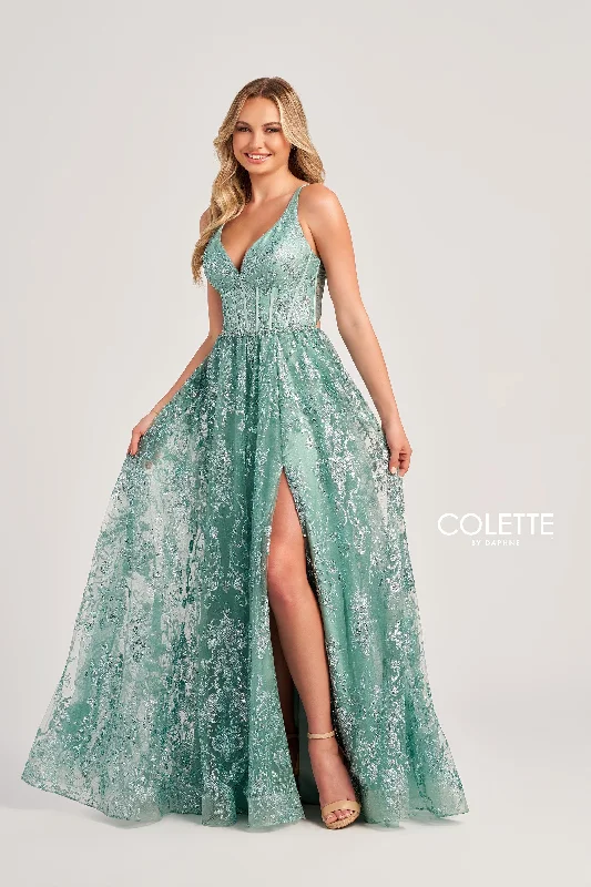 Evening Dress with Lace Appliqué Bodice-Colette: CL5134