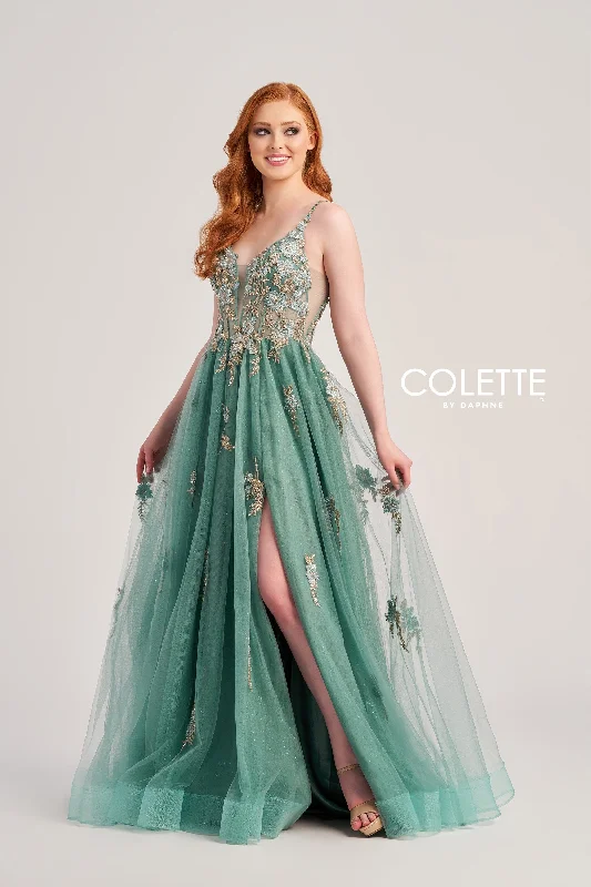 Evening Dress with Sequin Bodice and Crystal Detail-Colette: CL5143