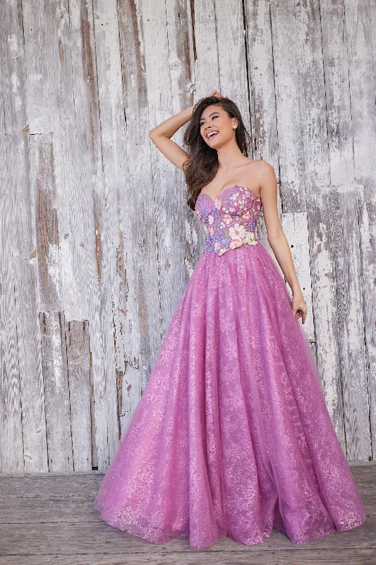 Evening Dress with Full Skirt and Satin Bodice-Colette: CL5153