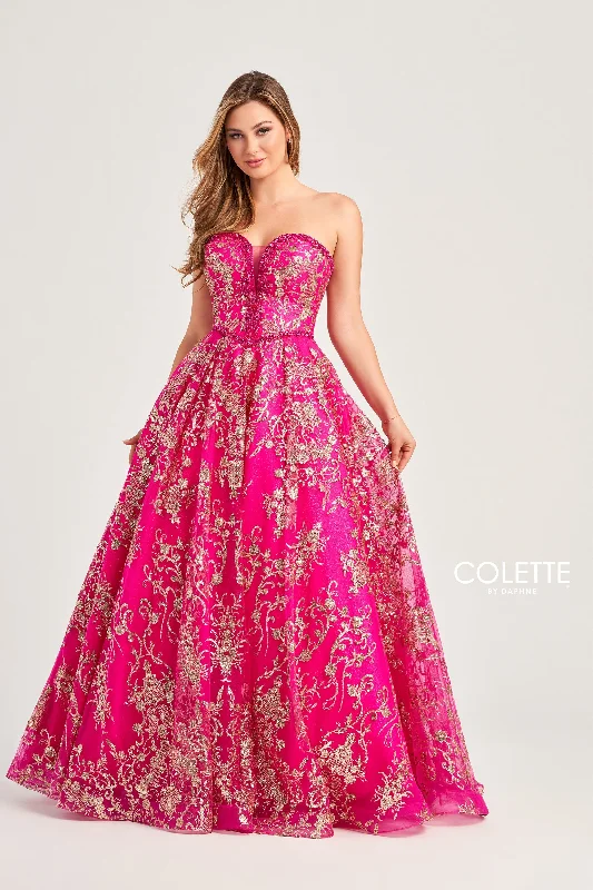 Evening Dress with Beaded Bodice and Satin Bodice-Colette: CL5101