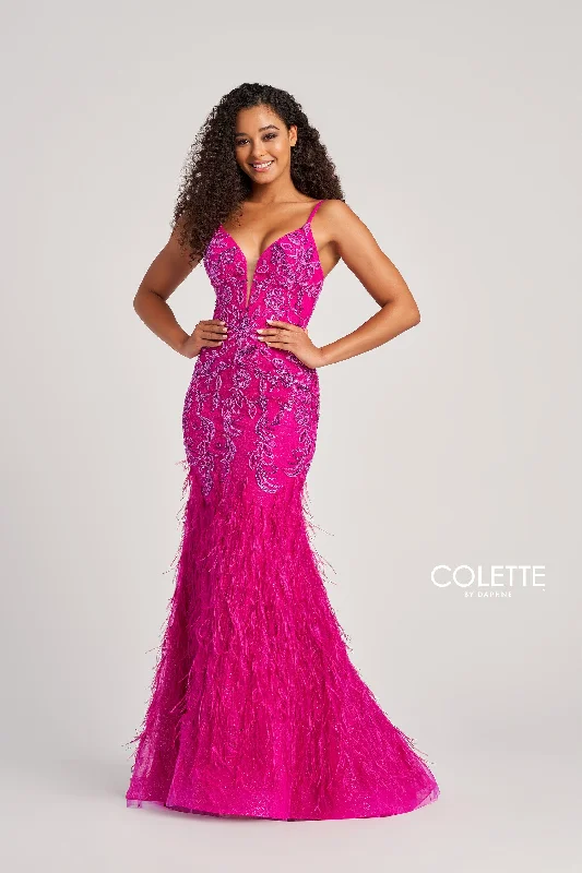 Evening Dress with Satin Bodice and Lace Skirt-Colette: CL5103