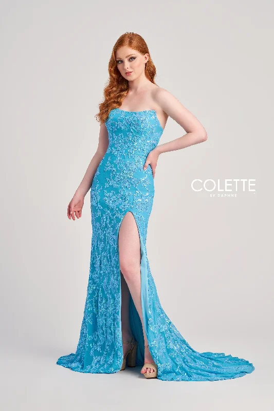 Evening Dress with Satin and Chiffon Layers-Colette: CL5238