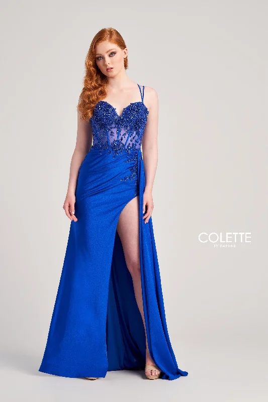 Evening Dress with Tulle Bodice and Satin Skirt-Colette: CL5138