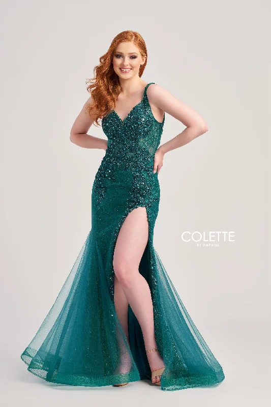 Evening Dress with Beads and Satin Layers-Colette: CL5122