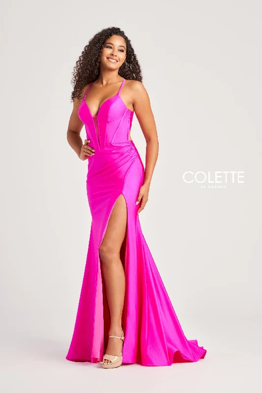 Evening Dress with Satin and Silk Skirt-Colette: CL5204