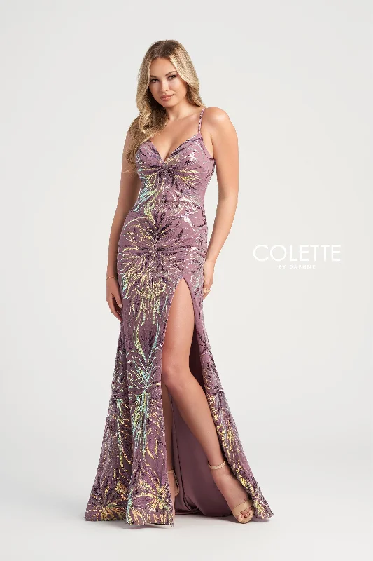 Evening Dress with Satin Overlay and Lace-Colette: CL5195